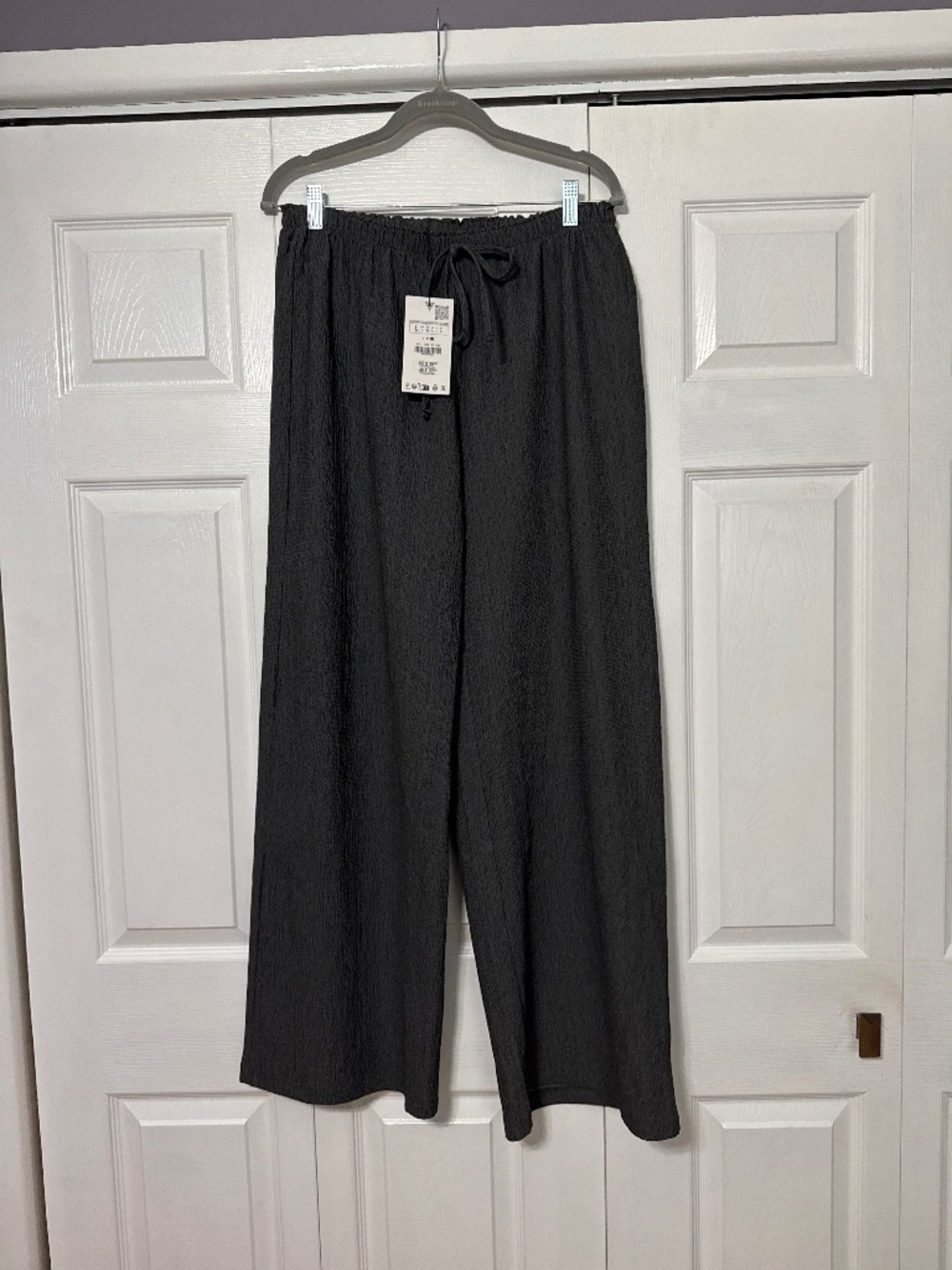 Zara crinkle fabric wide leg pants